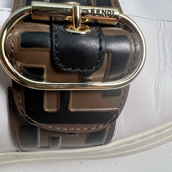 Fendi Roma White & Brown Buckle Sneakers - Picture 11 of 17